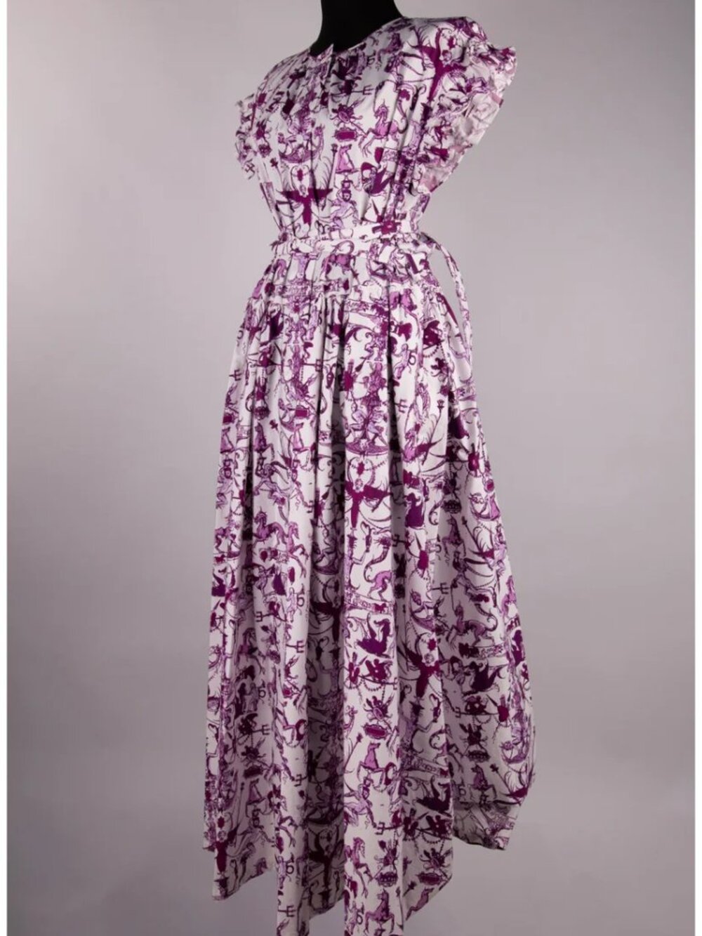 PATOU Voluminous maxi dress in Stories & Tales Print dainty Ruffle sleeve 38 / 6 - Picture 9 of 15